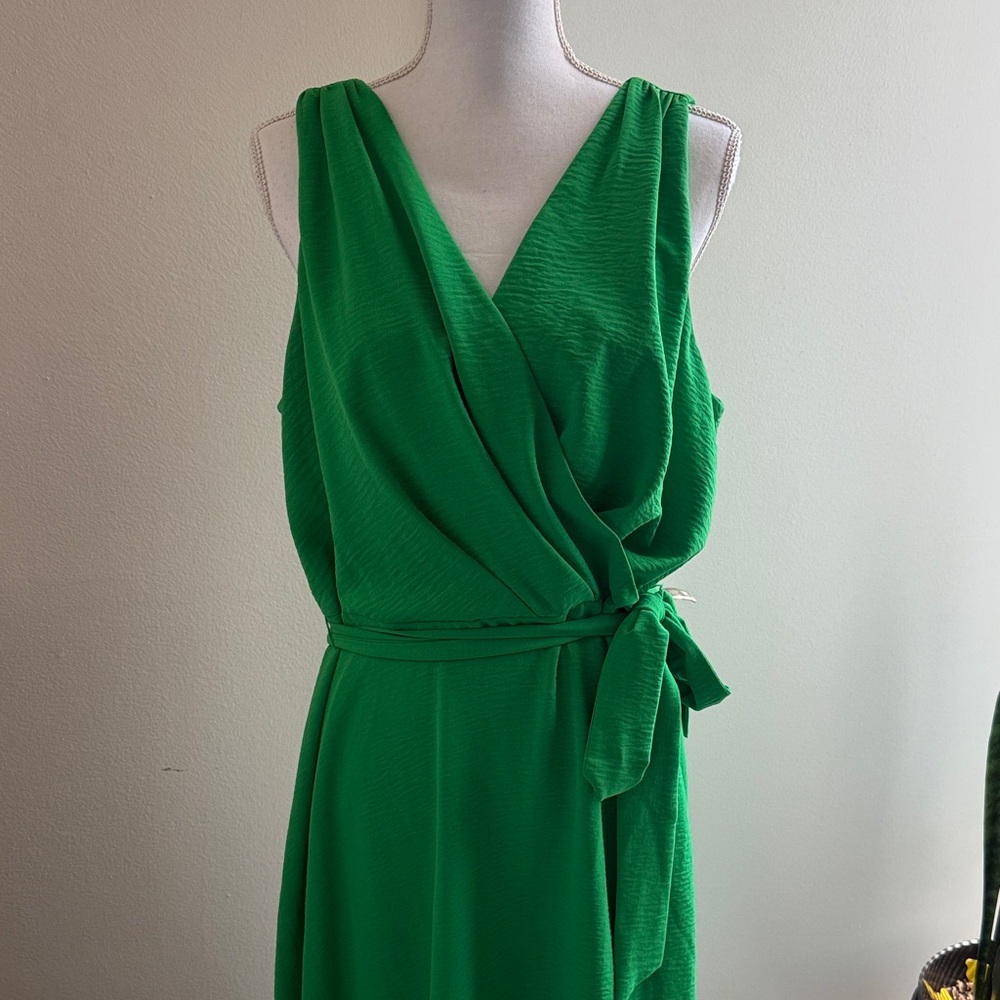 Elegant Green FAUX Wrap Dress